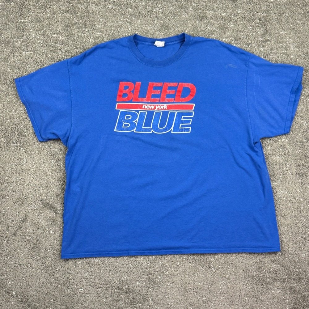 Gildan T-Shirt Mens 3XL Blue Bleed New York Blue Graphic Short Sleeve Tee